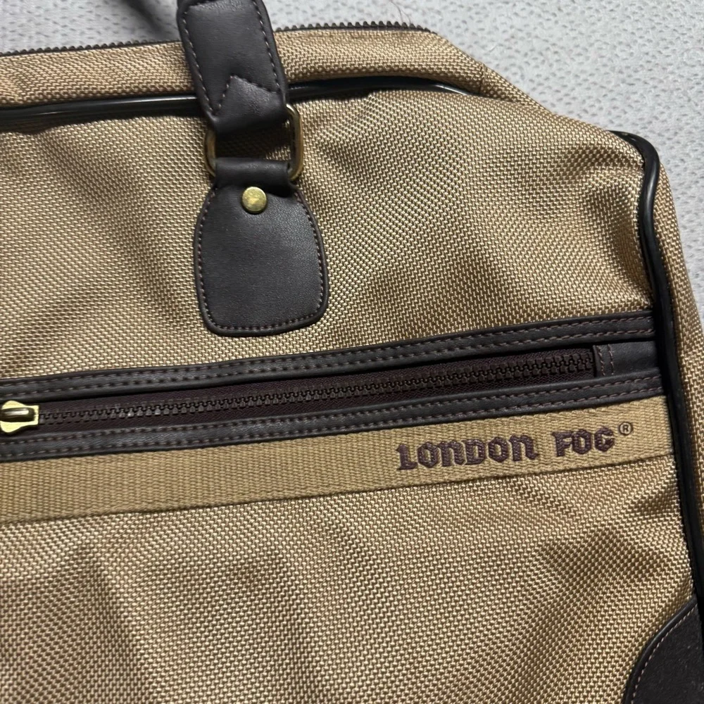 London Fog Vintage Y2K Tan and Black Men's Briefcase Bag EUC